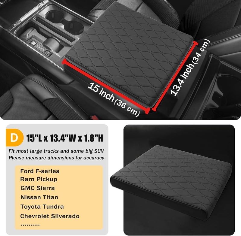POKSRI Truck Center Console Cover/pad PU Leather,Universal Large Armrest mat, Adjust Driving Posture Cushion,Protector Box,Keep Driving Safety,f150 Sierra Titan silverdo Tundra - Image 3